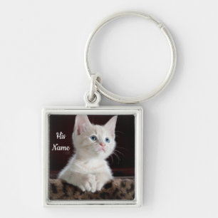 Cute cat Personalised picture Key Ring