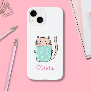Cute Cat Personalized First Name Case-Mate iPhone 14 Case