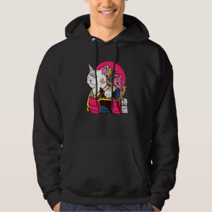 Cute Cat Pet Ninja Samurai Japanese Kanji Hoodie