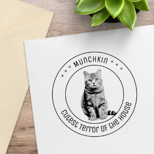 Cute Cat Pet Photo Round Rubber Stamp