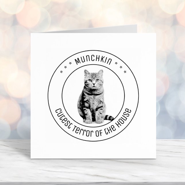 Cute Cat Pet Photo Round Self-inking Stamp (Creator Uploaded)