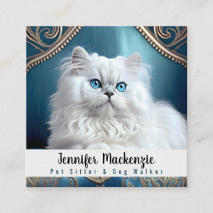 Cute Cat Pet Sitter and Dog Walker Square Business Card