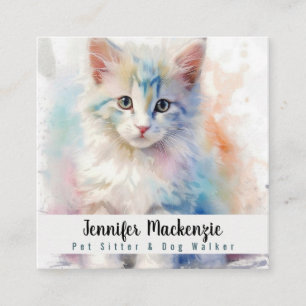 Cute Cat Pet Sitter and Dog Walker Square Business Card