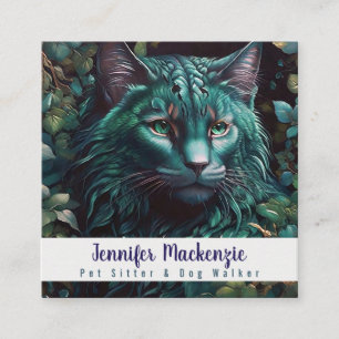 Cute Cat Pet Sitter and Dog Walker Square Business Card