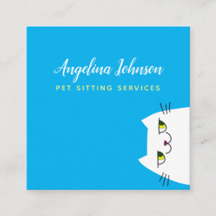 Cute Cat Pet Sitting Square Business Card