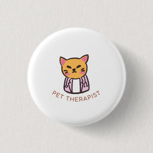 Cute Cat Pet Therapist Cartoon Design 3 Cm Round Badge