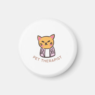 Cute Cat Pet Therapist Cartoon Design Magnet