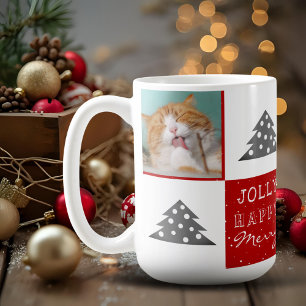 Cute Cat Pet Typography Christmas Tree Photo Coffee Mug
