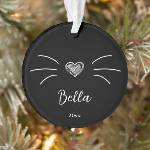 Cute Cat Photo Black Ornament