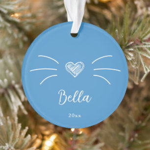 Cute Cat Photo Blue Ornament