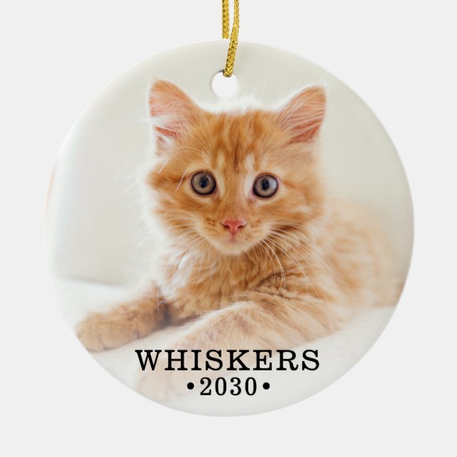 Cute Cat Photo Ceramic Ornament (Front)