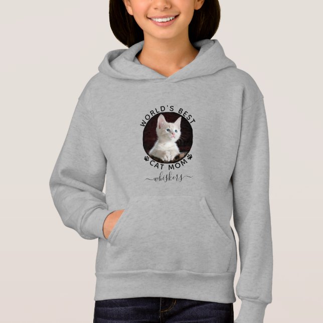 Cute Cat Photo Name Black Paw Prints Personalised (Front)