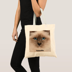 Cute Cat Photo Name  Tote Bag