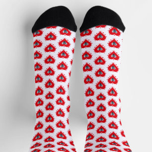 Cute Cat Photo Personalized Red Heart Socks