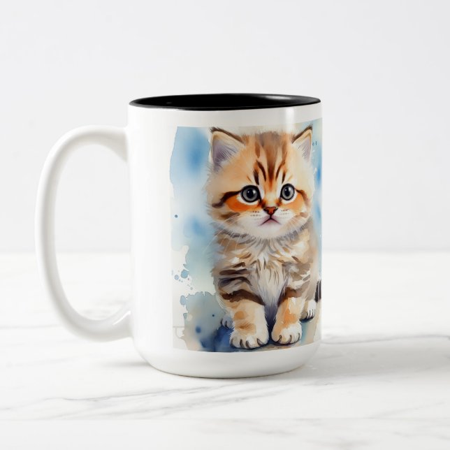 Cute Cat Photo Two-Tone Coffee Mug (Left)
