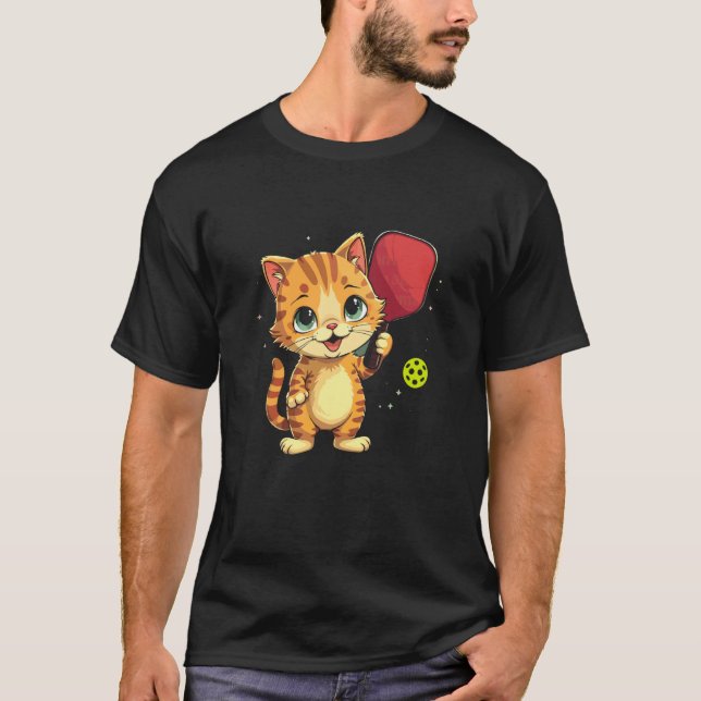 Cute Cat Pickleball T-Shirt (Front)