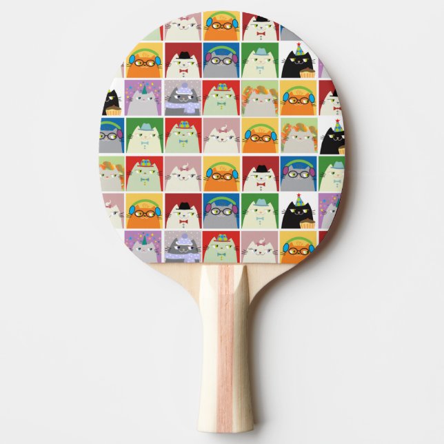 Cute Cat Ping Pong Paddle Kawaii Collage (Front)