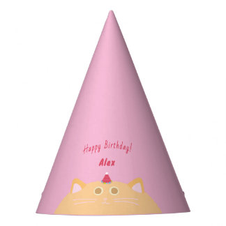 Cute Cat Pink Birthday Party Hat