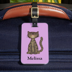 Cute Cat Pink Personalised Luggage Tag