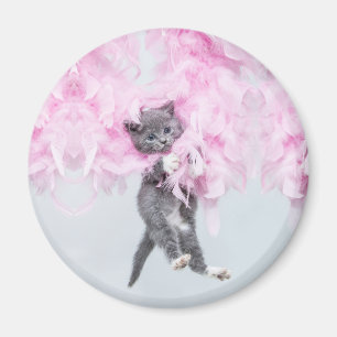 Cute Cat pink plume Magnet