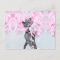 Cute Cat pink plume