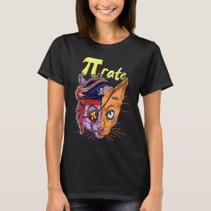 Cute Cat Pirate Pi Math Holiday Mathematics Pi Da T-Shirt
