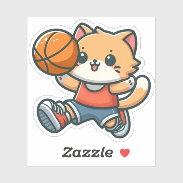 Cute Cat Playing Basketball - 01 (Sheet)