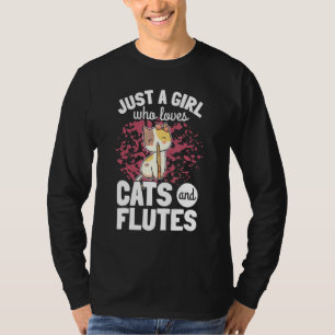 Cute Cat Playing Flute Player Saying Flautist I Ki T-Shirt