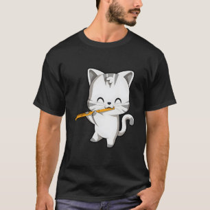 Cute Cat Playing Flute T-Shirt