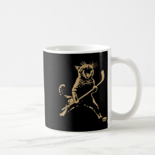 Cute Cat Playing Ice Hockey Lover Player Funny Coffee Mug