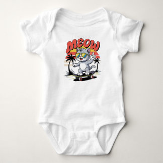 Cute cat playing in nice field baby bodysuit