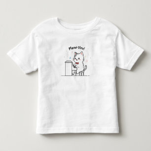 Cute Cat Playing Piano Music Toddler T-Shirt