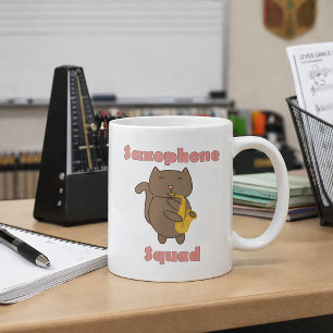 Cute Cat Playing Saxophone “Saxophone Squad” Music Coffee Mug
