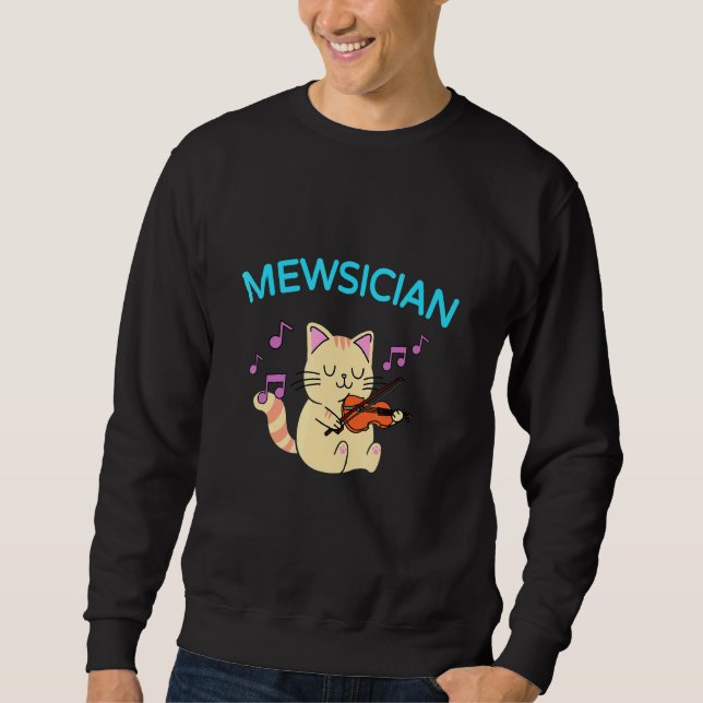 Cute Cat Playing Violin Sweatshirt (Front)