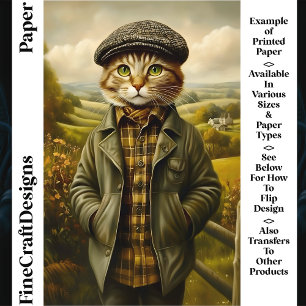 Cute Cat Portrait in Landscape CM1 Scrapbook Paper