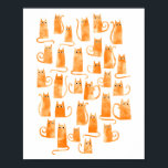 Cute Cat Poster<br><div class="desc">Cute little watercolor orange ginger cats. Original art by Nic Squirrell.</div>