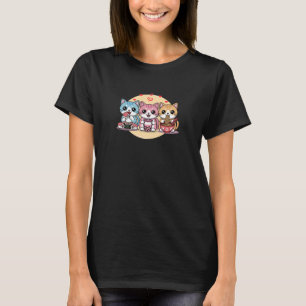 Cute Cat Poster Kitty Cat Pet Sushi Noodle Bowl 1 T-Shirt