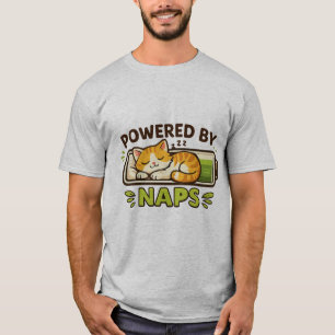 Cute Cat Powered by Naps Funny Sleeping Kitten Gra T-Shirt