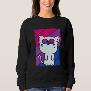 Cute Cat Pride Bisexual Flag LGBQ Proud Ally Pride Sweatshirt