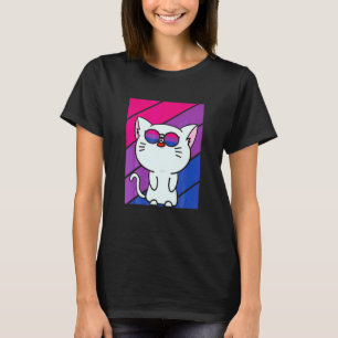 Cute Cat Pride Bisexual Flag LGBQ Proud Ally Pride T-Shirt