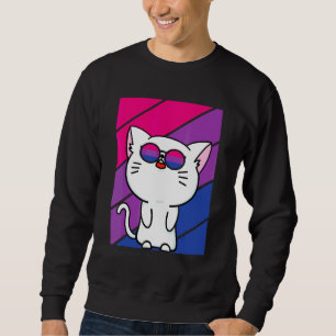 Cute Cat Pride Bisexual Flag Lgbtq Proud Ally Prid Sweatshirt