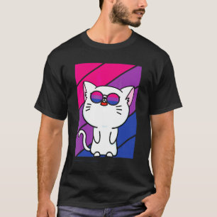 Cute Cat Pride Bisexual Flag Lgbtq Proud Ally Prid T-Shirt