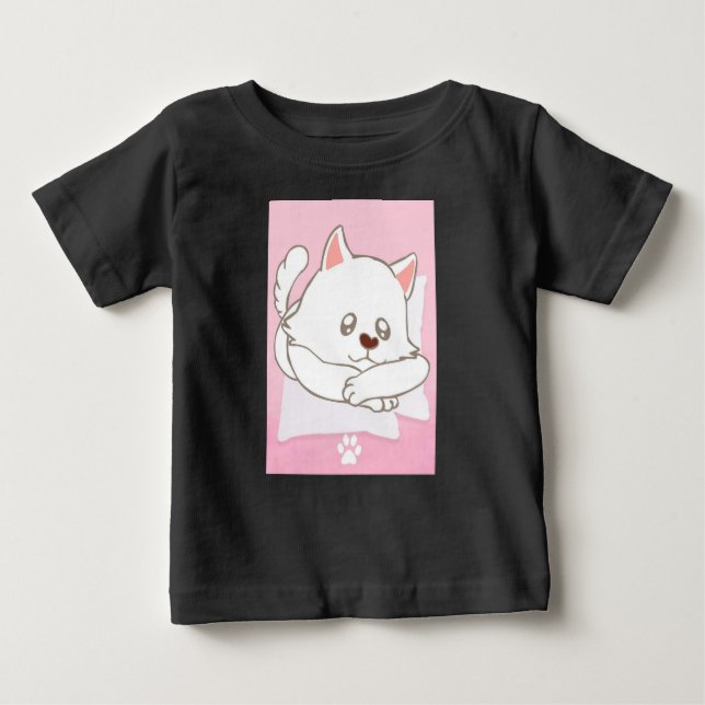 Cute Cat Print Baby T-Shirt (Front)