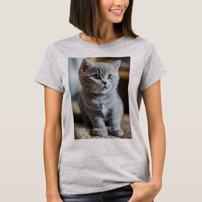 Cute Cat Printed girl tshirt, Cat lover T-Shirt (Front)