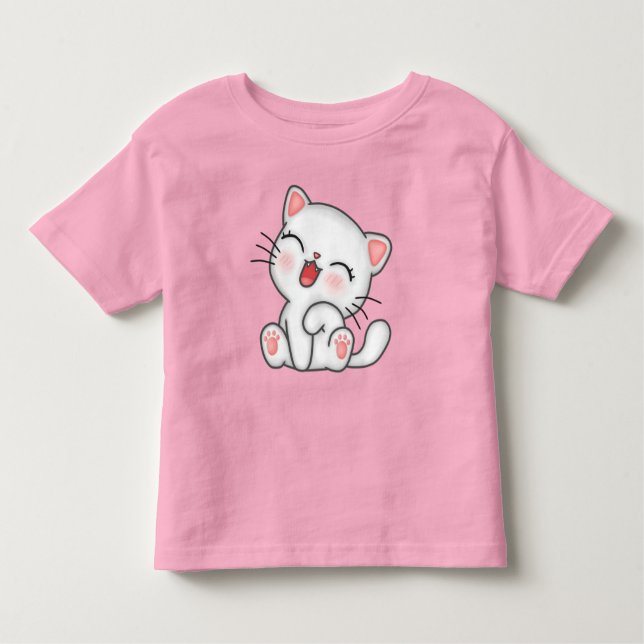 Cute cat printed tshirt for toddlers  (Front)