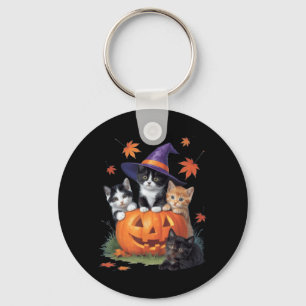 Cute Cat Pumpkin Halloween Key Ring