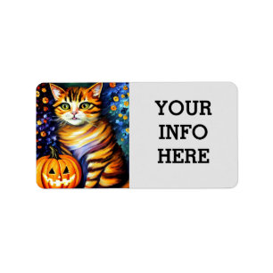 Cute cat & pumpkin Halloween Return Address Labels