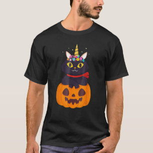 Cute Cat Pumpkin Unicorn Halloween Costume Girls T-Shirt