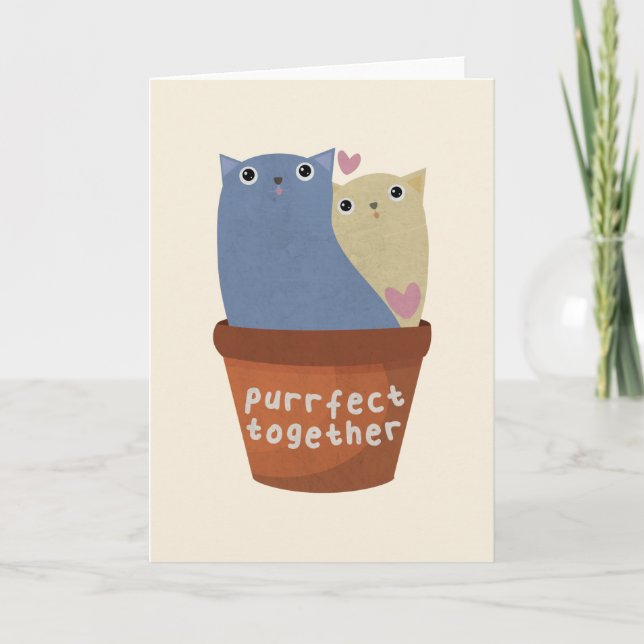 Cute Cat Pun: Purrfect Together Note Card (Front)