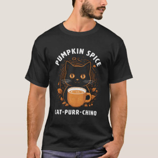 Cute Cat-Purr-Chino Pumpkin Spice Cappuccino Fall  T-Shirt